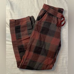Prana Bridget Flannel Pajama Pants Women Size S Organic Cotton Maple Plaid